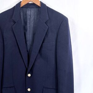 Vtg Bespoke Navy Blue Gold Button Blazer Sport Coat Men's Sz 38 Heavy Wool Blend